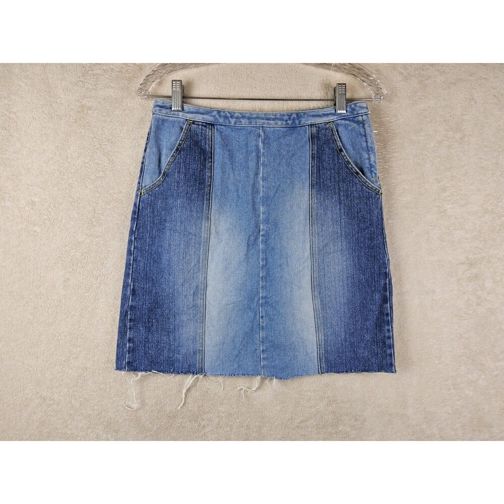 Armani Exchange AX Women's Two Tone Denim Raw Hem Skirt Size 2